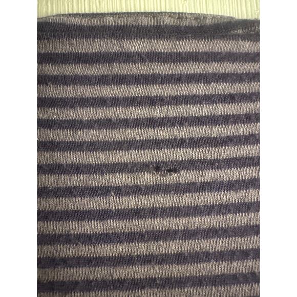 M Bryn Walker Cotton Striped Purple Dress Tunic Top 3/4 Slv Cinch Drawstring Hem - Picture 9 of 9